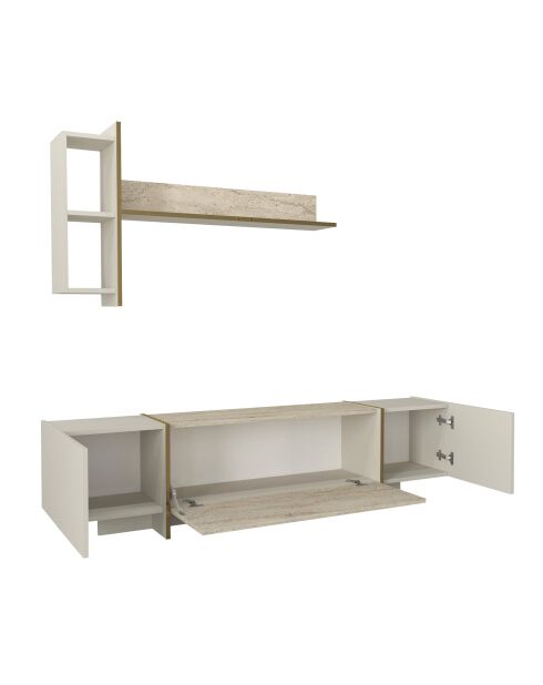 Meuble TV Veyron travertin - 180x45x32,3 cm