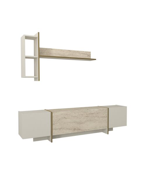 Meuble TV Veyron travertin - 180x45x32,3 cm