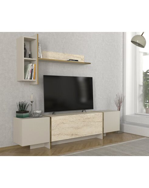 Meuble TV Veyron travertin - 180x45x32,3 cm