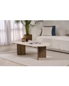 Salontafel van travertin zand/walnoot - 119x40x60 cm