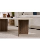 Salontafel van travertin zand/walnoot - 119x40x60 cm
