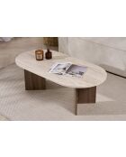 Salontafel van travertin zand/walnoot - 119x40x60 cm