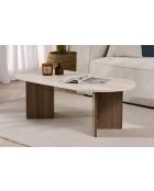 Salontafel van travertin zand/walnoot - 119x40x60 cm