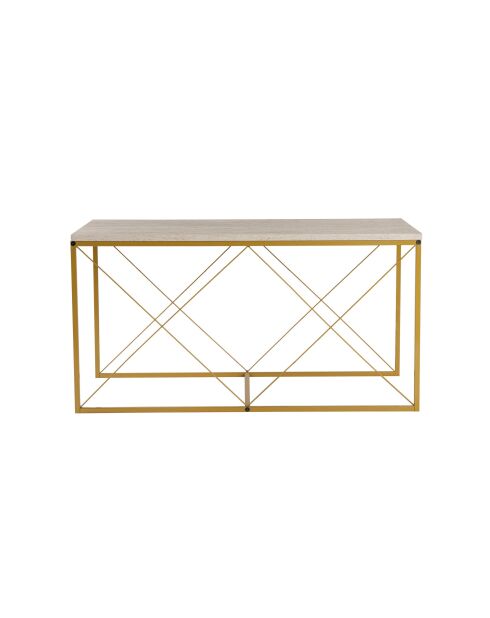 Set de 3 mesas de café Defne doradas/travertino - 100x52x50 cm