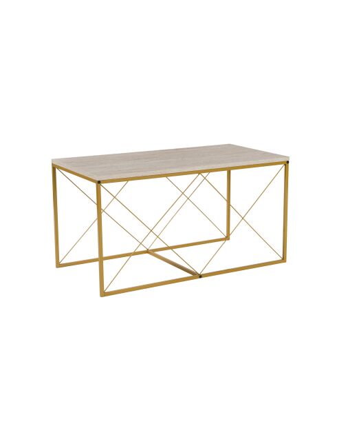 Set de 3 mesas de café Defne doradas/travertino - 100x52x50 cm