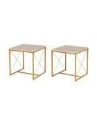 Set de 3 mesas de café Defne doradas/travertino - 100x52x50 cm