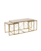 Set de 3 mesas de café Defne doradas/travertino - 100x52x50 cm