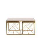 Set de 3 mesas de café Defne doradas/travertino - 100x52x50 cm