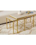 Set de 3 mesas de café Defne doradas/travertino - 100x52x50 cm