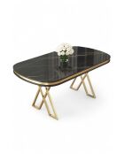 Zae Esstisch schwarz/goldener Marmor - 168x76x90 cm