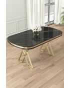 Zae Esstisch schwarz/goldener Marmor - 168x76x90 cm