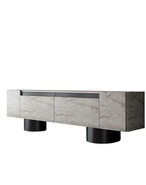 Böhmischer Fernsehtisch aus Travertin/Schwarz - 180x50x30 cm