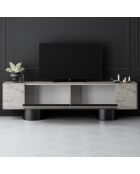 Porta TV in travertino bohemien/nero - 180x50x30 cm