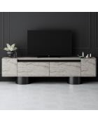 Porta TV in travertino bohemien/nero - 180x50x30 cm