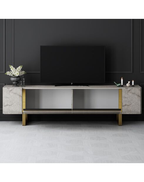 Meuble TV Yildiz travertin/or - 180x50x30 cm