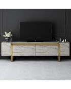 Meuble TV Yildiz travertin/or - 180x50x30 cm