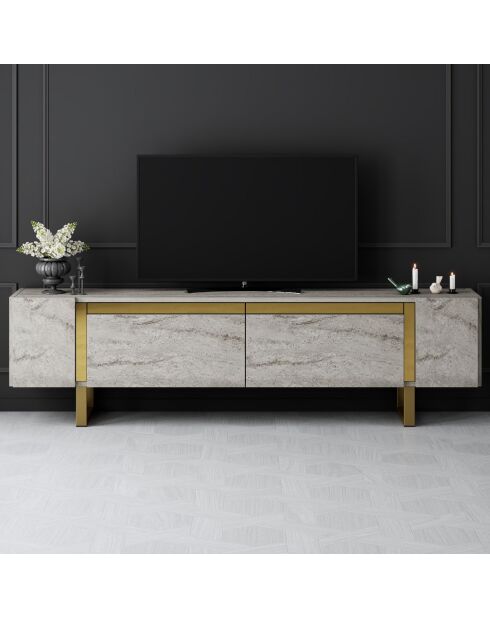 Meuble TV Yildiz travertin/or - 180x50x30 cm