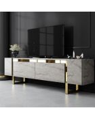 Meuble TV Yildiz travertin/or - 180x50x30 cm