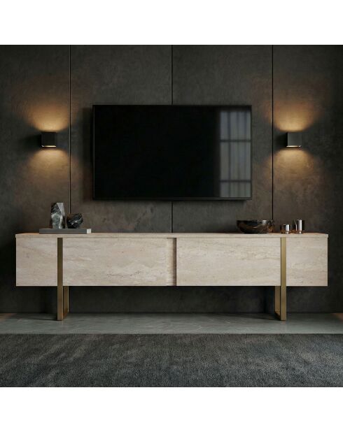 Meuble TV Onera travertin/or - 180x50x30 cm