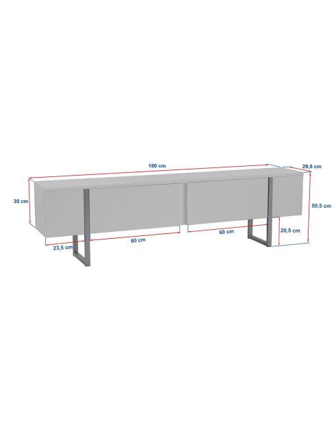 Meuble TV Onera travertin/or - 180x50x30 cm