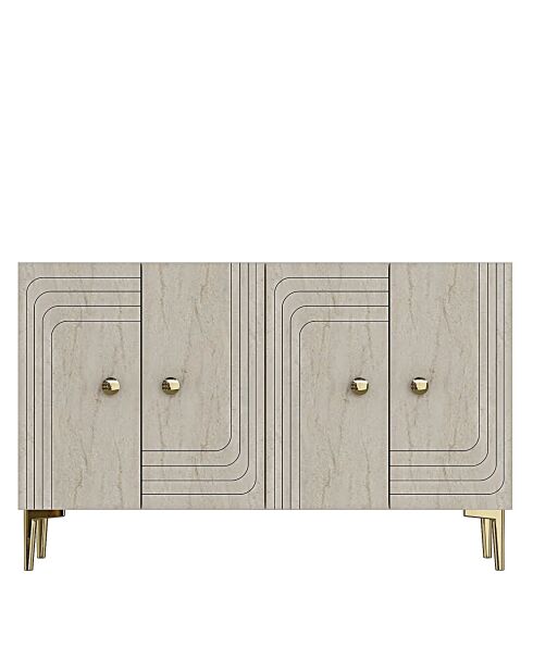 Consolle Lessi 120 bianco/travertino/oro - 120x75x32 cm