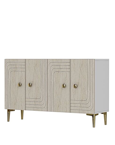 Consolle Lessi 120 bianco/travertino/oro - 120x75x32 cm