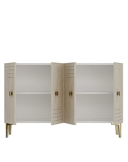 Consolle Lessi 120 bianco/travertino/oro - 120x75x32 cm