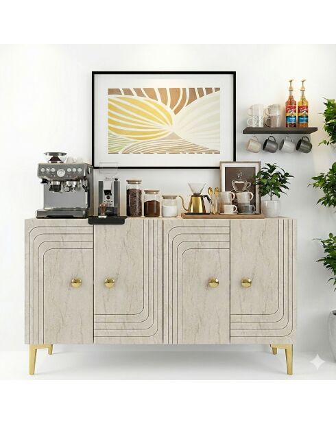 Consolle Lessi 120 bianco/travertino/oro - 120x75x32 cm