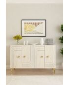 Consolle Lessi 120 bianco/travertino/oro - 120x75x32 cm