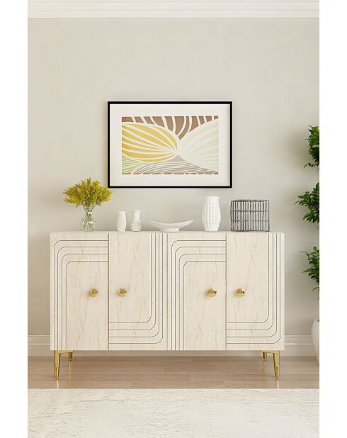 Consolle Lessi 120 bianco/travertino/oro - 120x75x32 cm