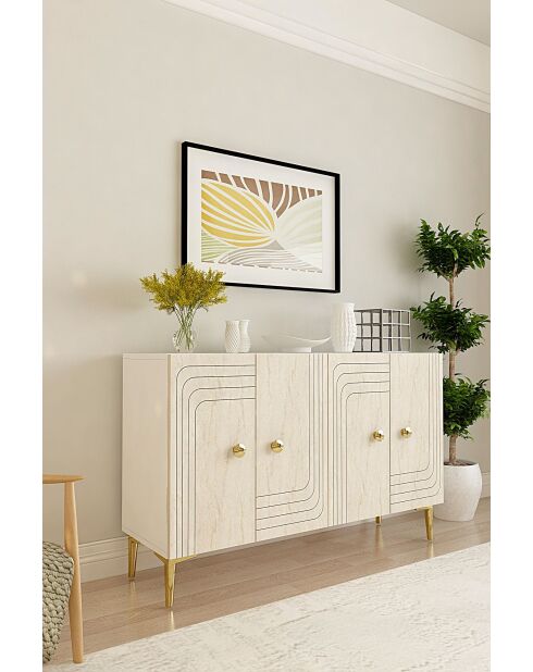 Consolle Lessi 120 bianco/travertino/oro - 120x75x32 cm