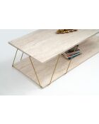 Labranda Couchtisch aus Gold/Travertin - 120x30x50 cm