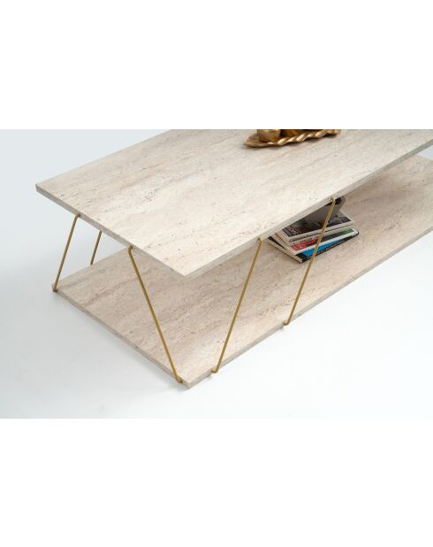 Labranda Couchtisch aus Gold/Travertin - 120x30x50 cm