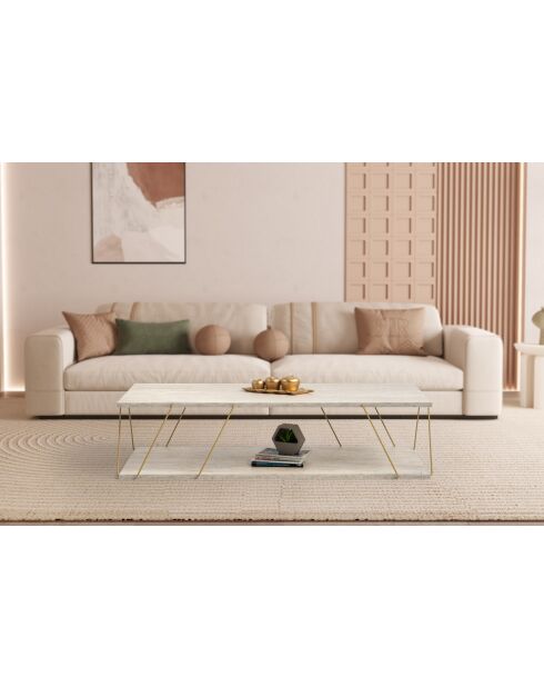Labranda Couchtisch aus Gold/Travertin - 120x30x50 cm