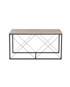 Set de 3 mesas de café Defne negro/travertino - 100x52x50 cm