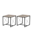 Set de 3 mesas de café Defne negro/travertino - 100x52x50 cm