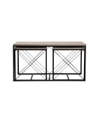 Set de 3 mesas de café Defne negro/travertino - 100x52x50 cm