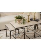 Set de 3 mesas de café Defne negro/travertino - 100x52x50 cm