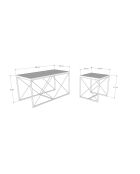 Set de 3 mesas de café Defne negro/travertino - 100x52x50 cm