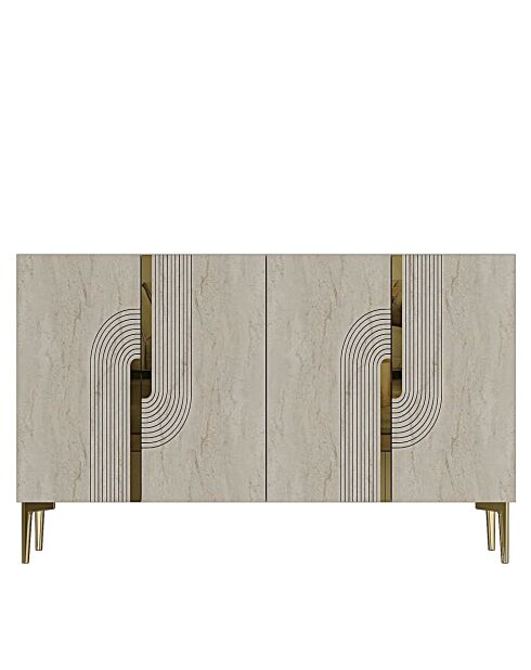 Meyra 120 Konsole weiß/travertin/gold - 120x75x32 cm