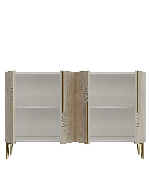 Meyra 120 Konsole weiß/travertin/gold - 120x75x32 cm