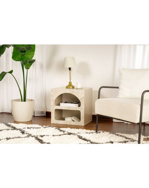 Mesita de noche de travertino Lorin - 50x50x40 cm