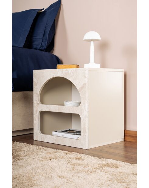 Mesita de noche de travertino Lorin - 50x50x40 cm