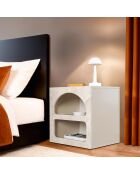 Mesita de noche de travertino Lorin - 50x50x40 cm