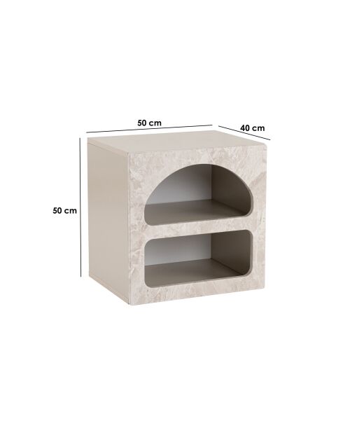 Mesita de noche de travertino Lorin - 50x50x40 cm