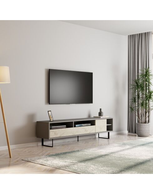 Porta TV Luga grigio/travertino - 180x44,7x29,8 cm
