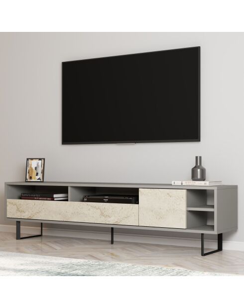 Porta TV Luga grigio/travertino - 180x44,7x29,8 cm