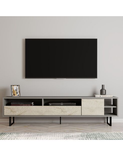 Porta TV Luga grigio/travertino - 180x44,7x29,8 cm