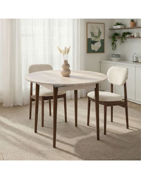 Viona Uitschuifbare eettafel travertijn/walnoot - 100x75x100 cm