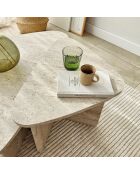 Set de 2 mesas de café Ballare de travertino, 90 x 35 x 60 cm